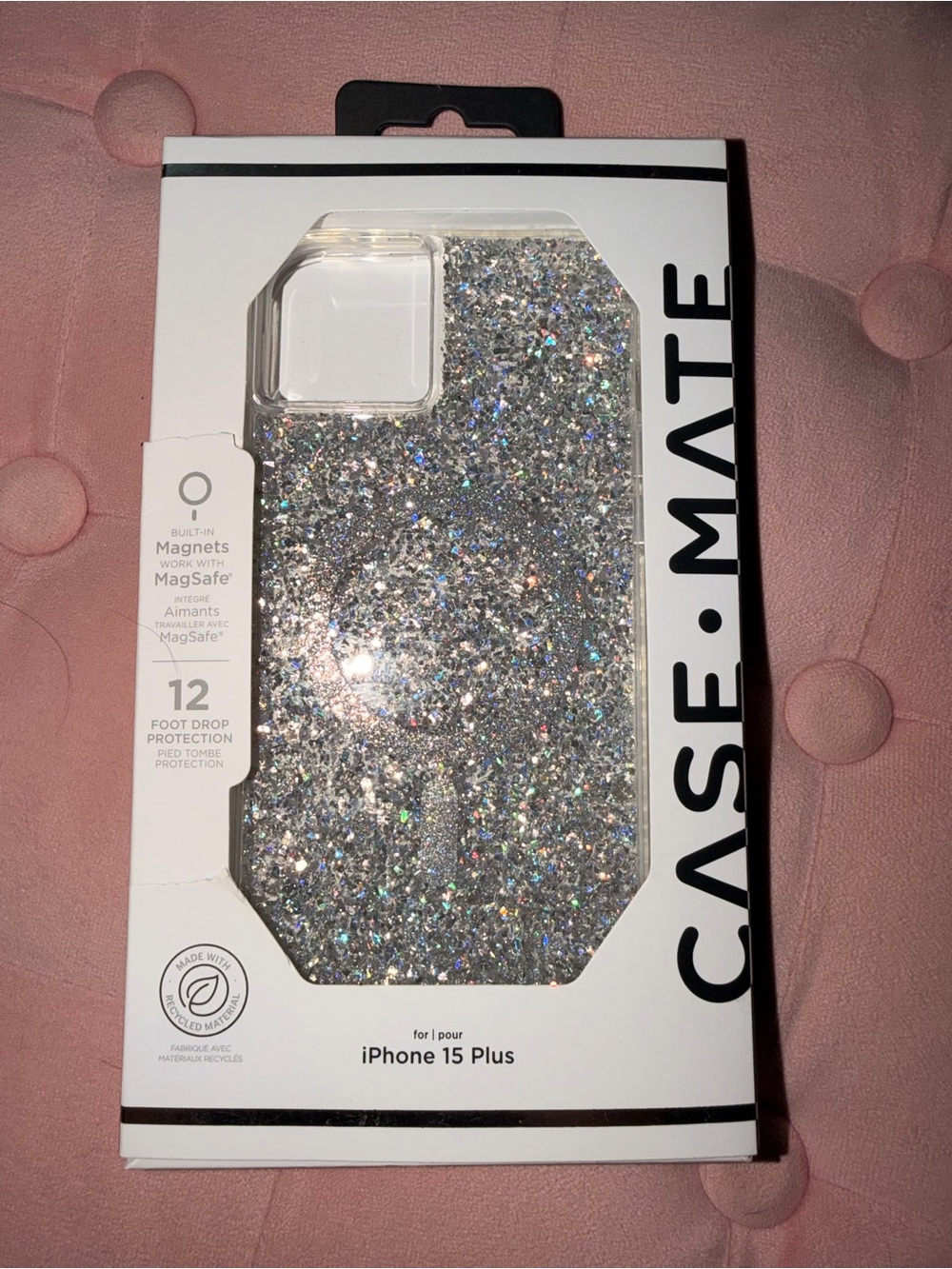case-mate Silver Glitter iPhone 15 Plus Protective Case